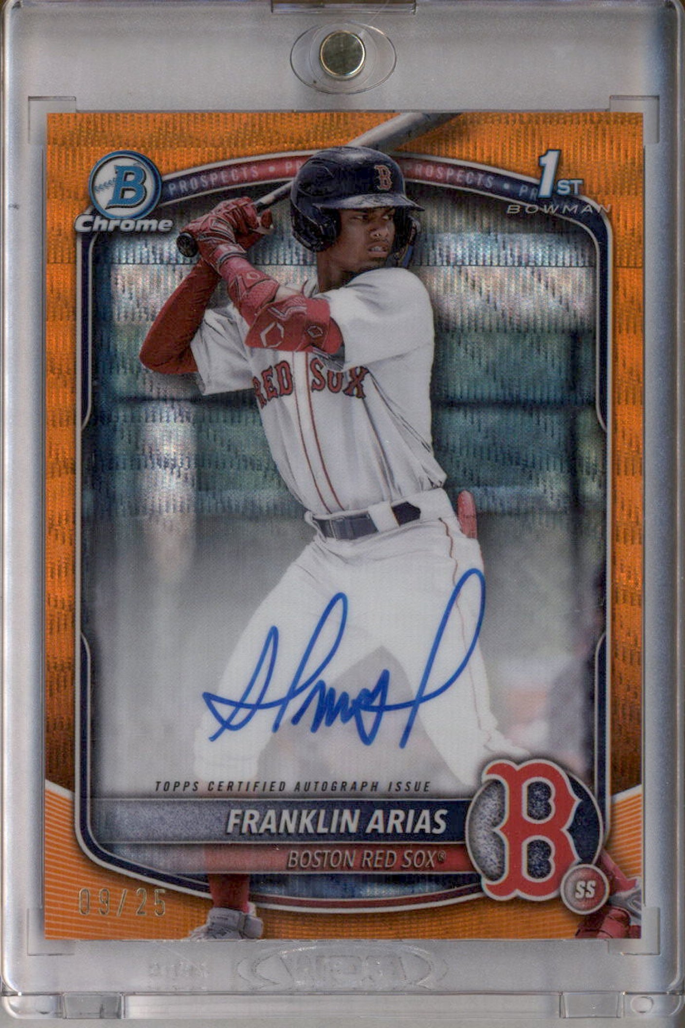 2025 Bowman Chrome Autographs Orange Wave #CPA-FA Franklin Arias RC Auto /25