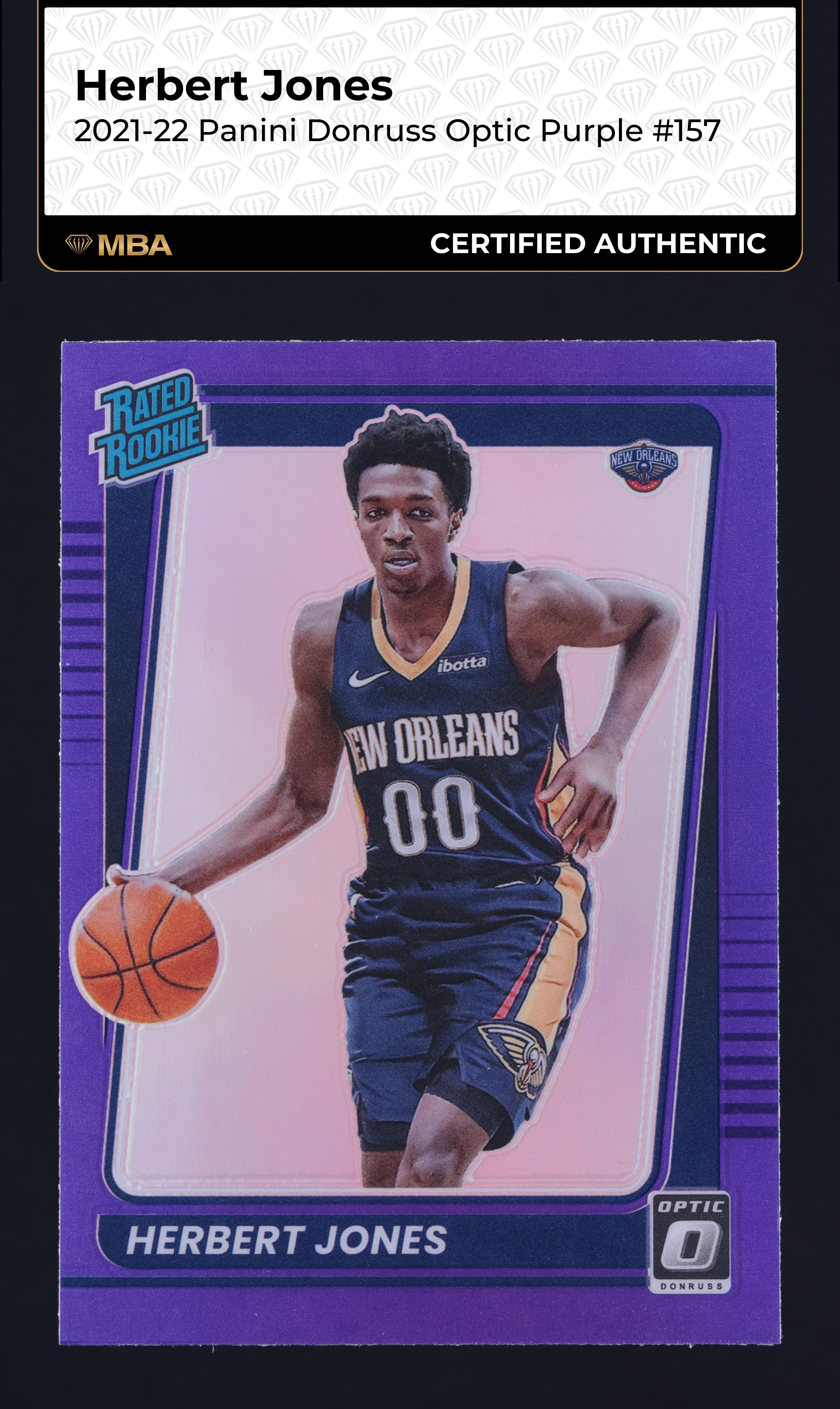 2021 Donruss Optic Purple Herbert Jones ROOKIE #157 MBA AUTH
