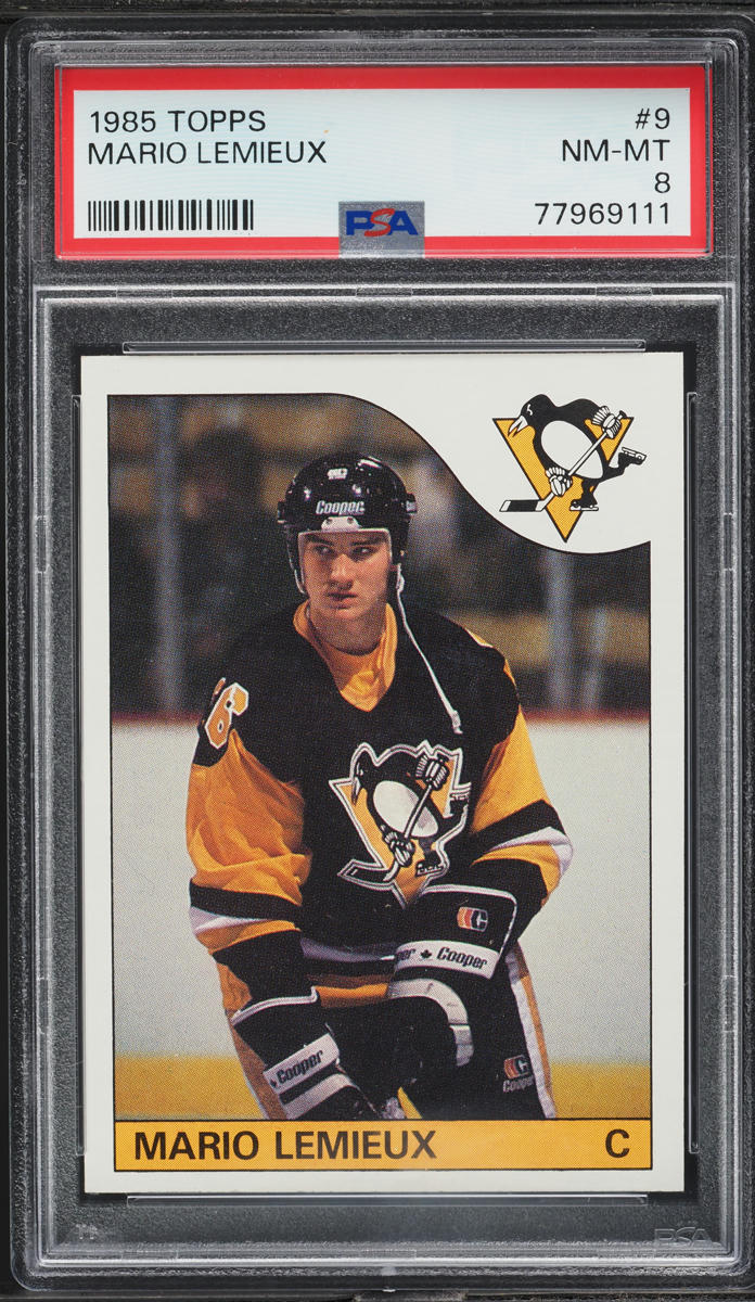1985 Topps Hockey Mario Lemieux ROOKIE #9 PSA 8 NM-MT