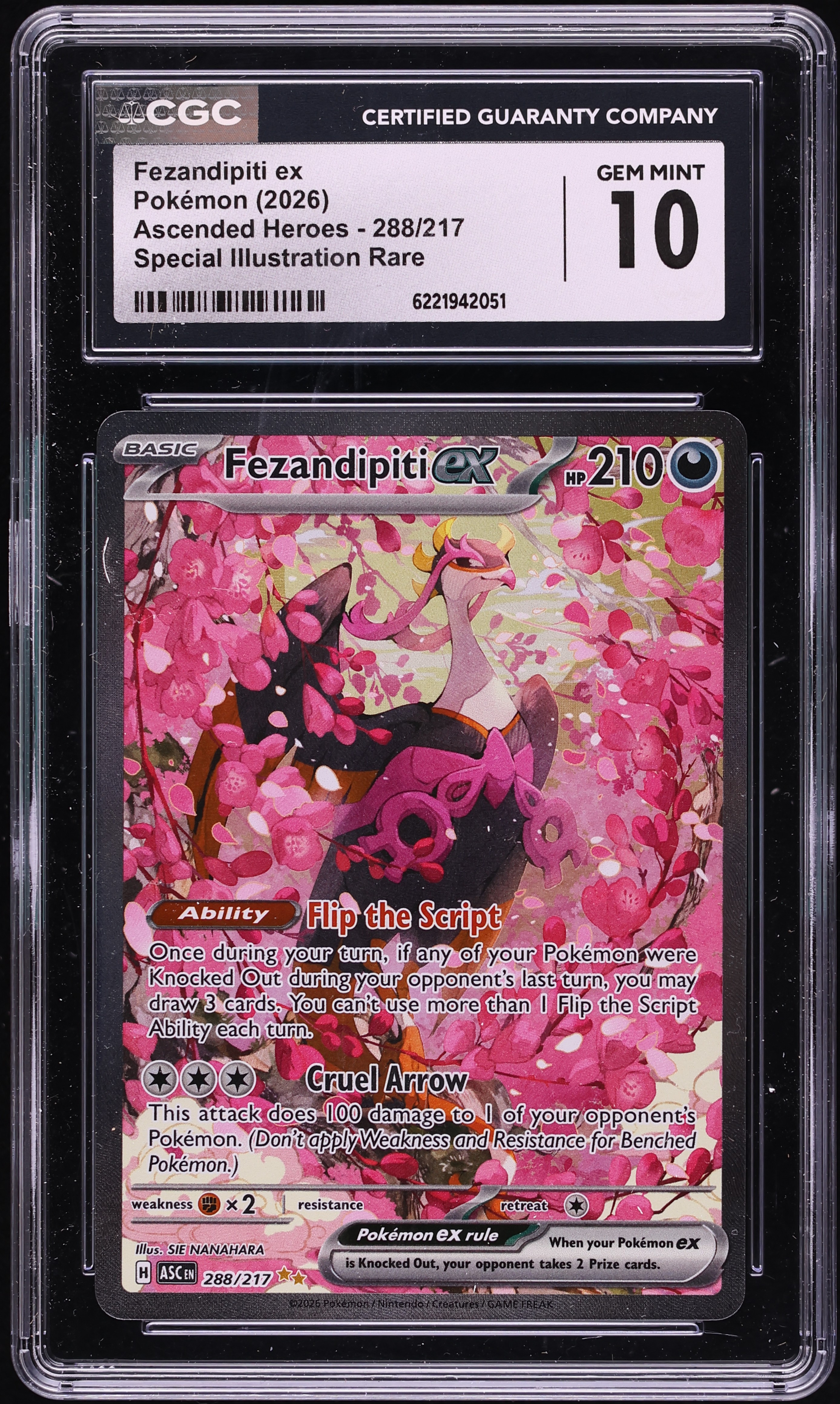2026 Pokemon Mega Evolution Ascended Heroes SIR Fezandipiti EX #288 CGC 10 GEM MINT
