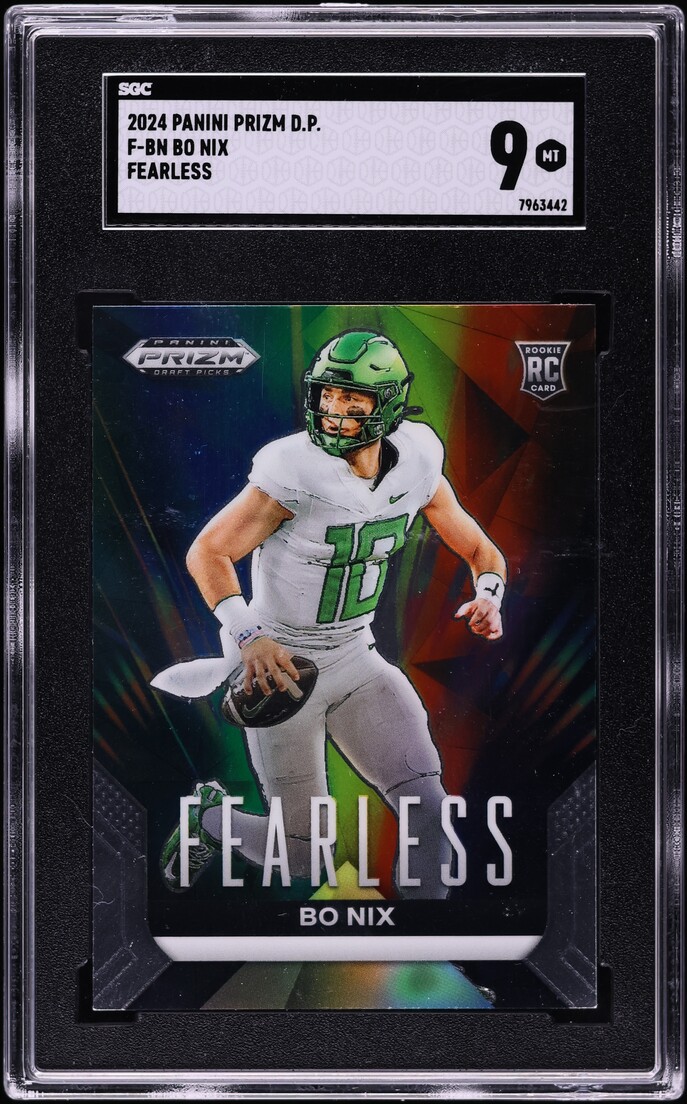 2024 Panini Prizm Draft Picks Fearless Bo Nix ROOKIE #F-BN SGC 9 MINT