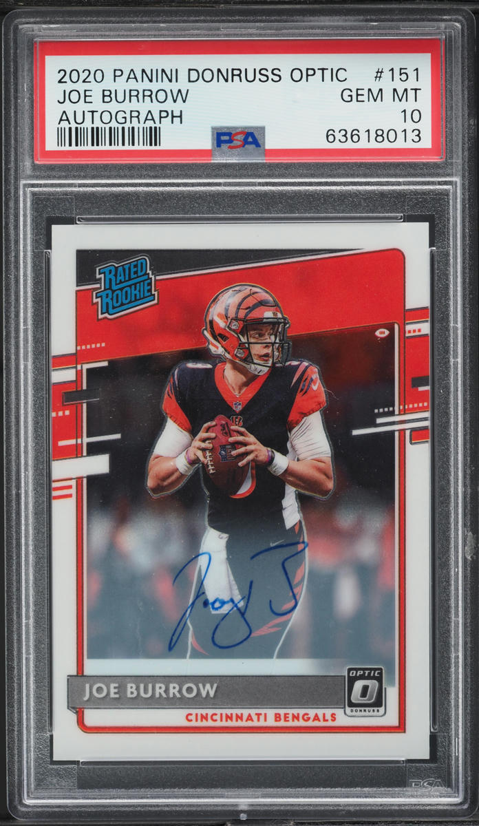 2020 Donruss Optic Joe Burrow ROOKIE AUTO /150 #151 PSA 10 GEM MINT