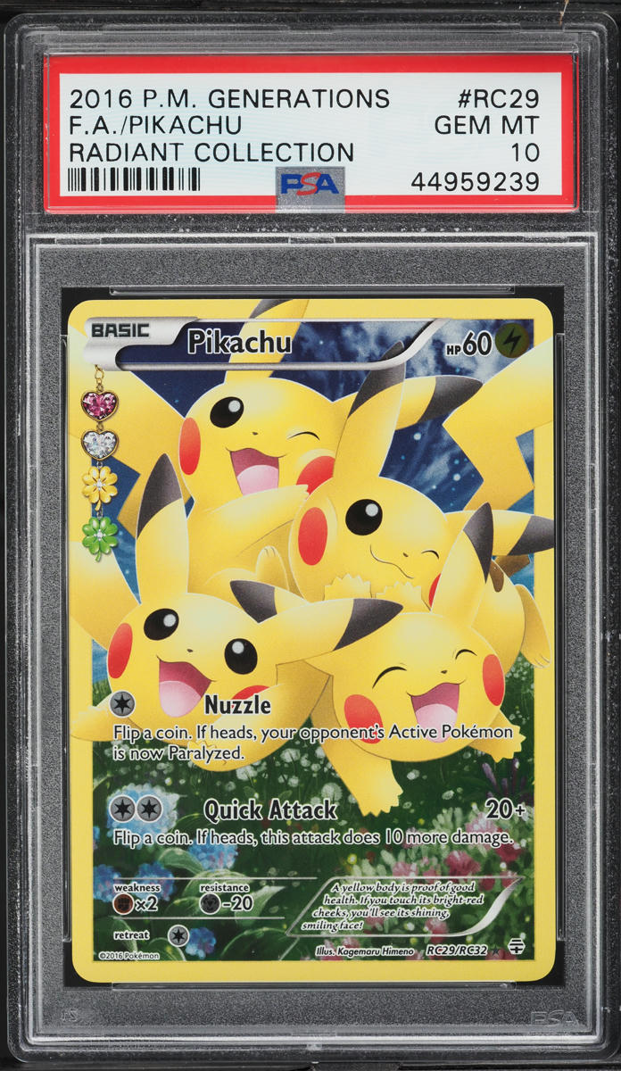 2016 Pokemon XY Generations Radiant Collection Full Art Pikachu #RC29 PSA 10 GEM