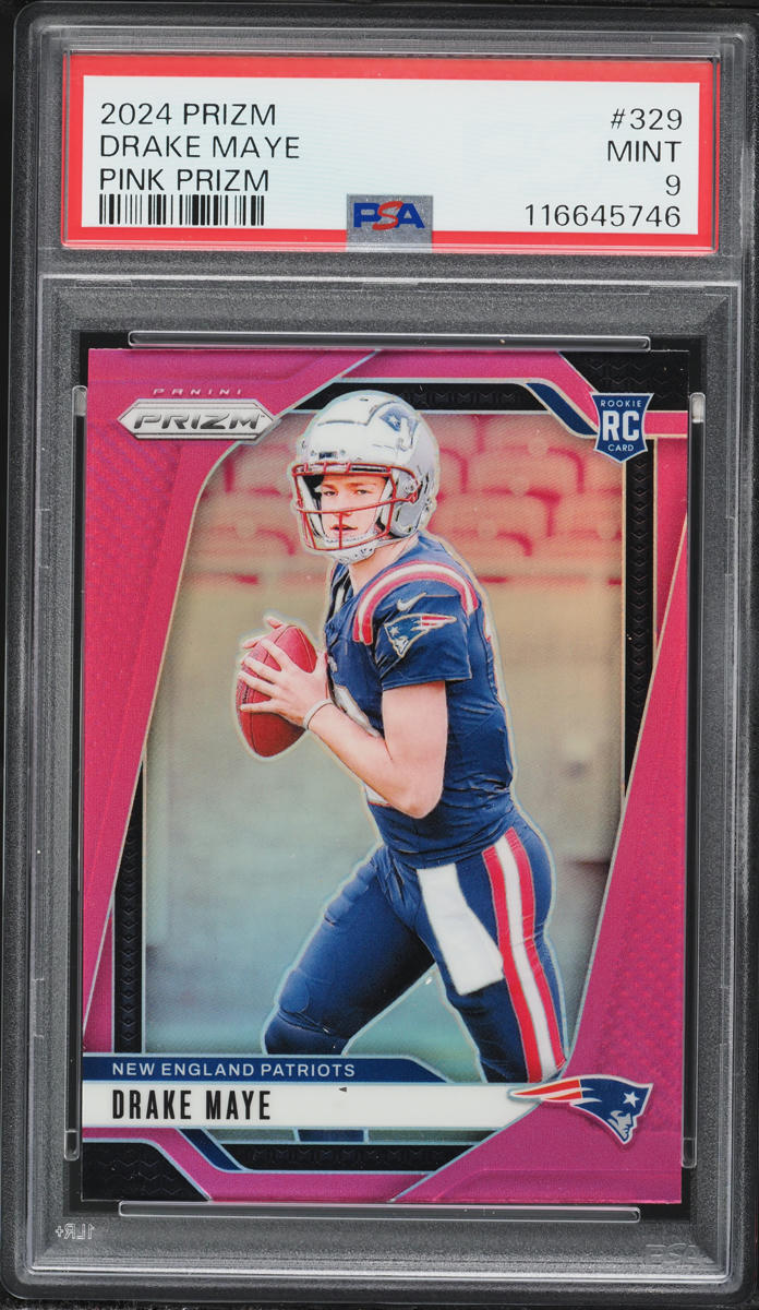 2024 Panini Prizm Pink Drake Maye ROOKIE #329 PSA 9 MINT