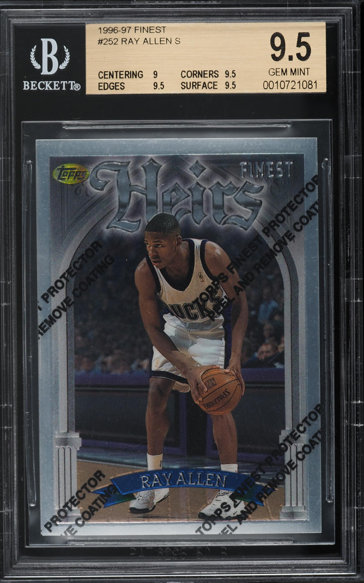 1996 Finest Baskeetball w/ Coating Ray Allen ROOKIE #252 BGS 9.5 GEM MINT