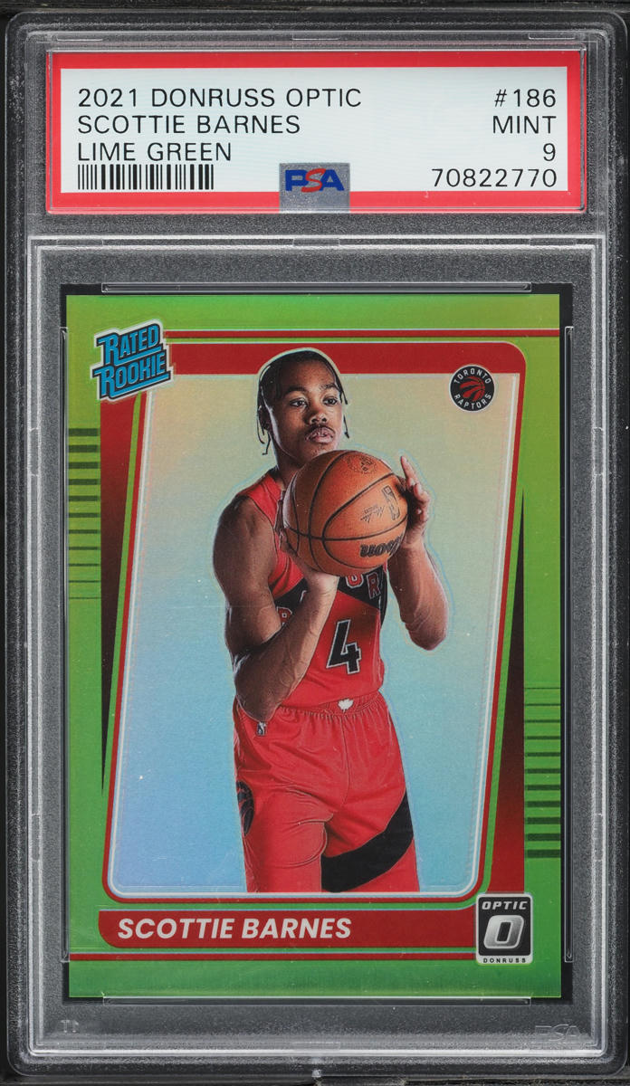 2021 Donruss Optic Lime Green Scottie Barnes ROOKIE /149 #186 PSA 9 MINT
