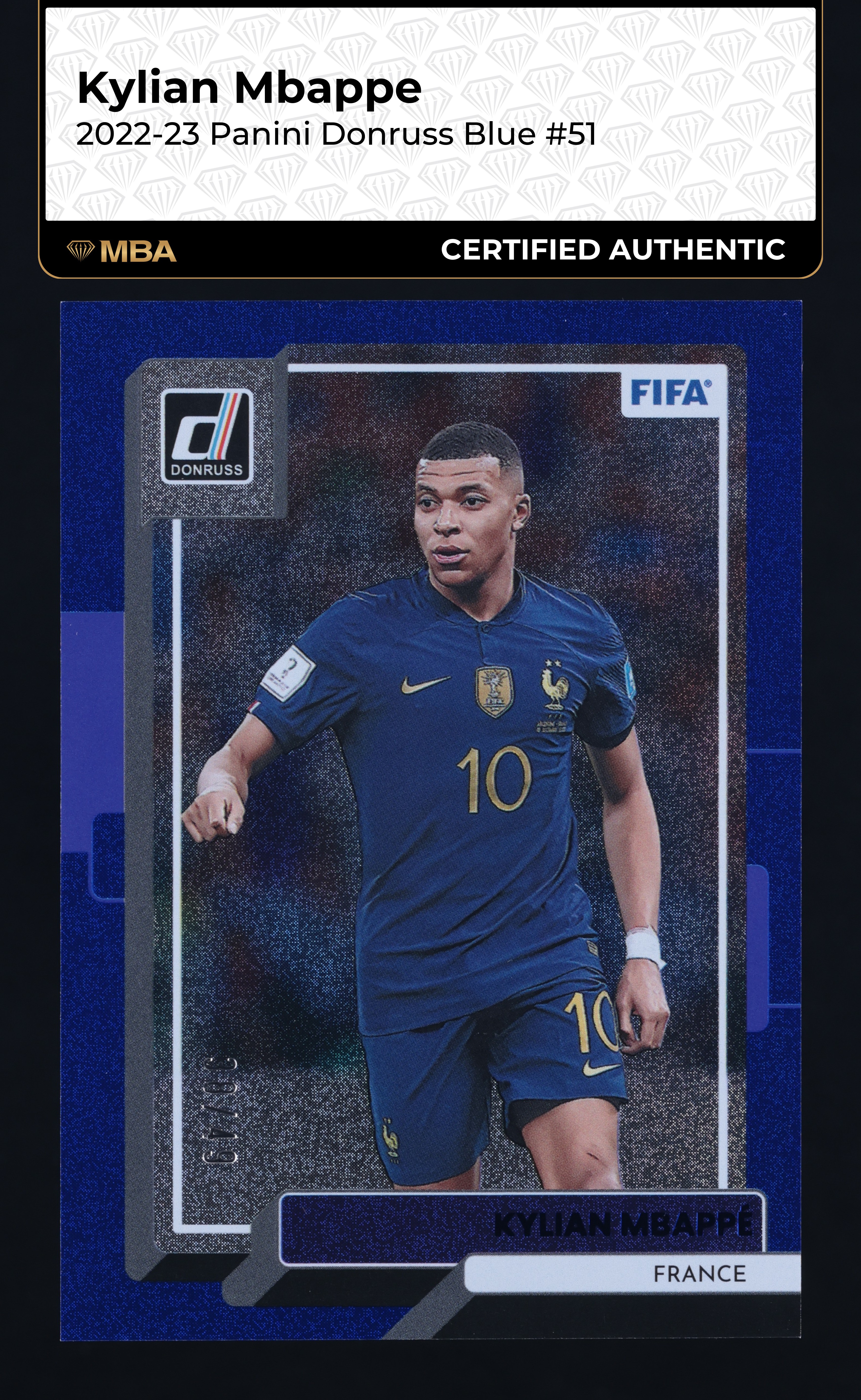 2022 Donruss Blue Kylian Mbappe /49 #51 MBA AUTH