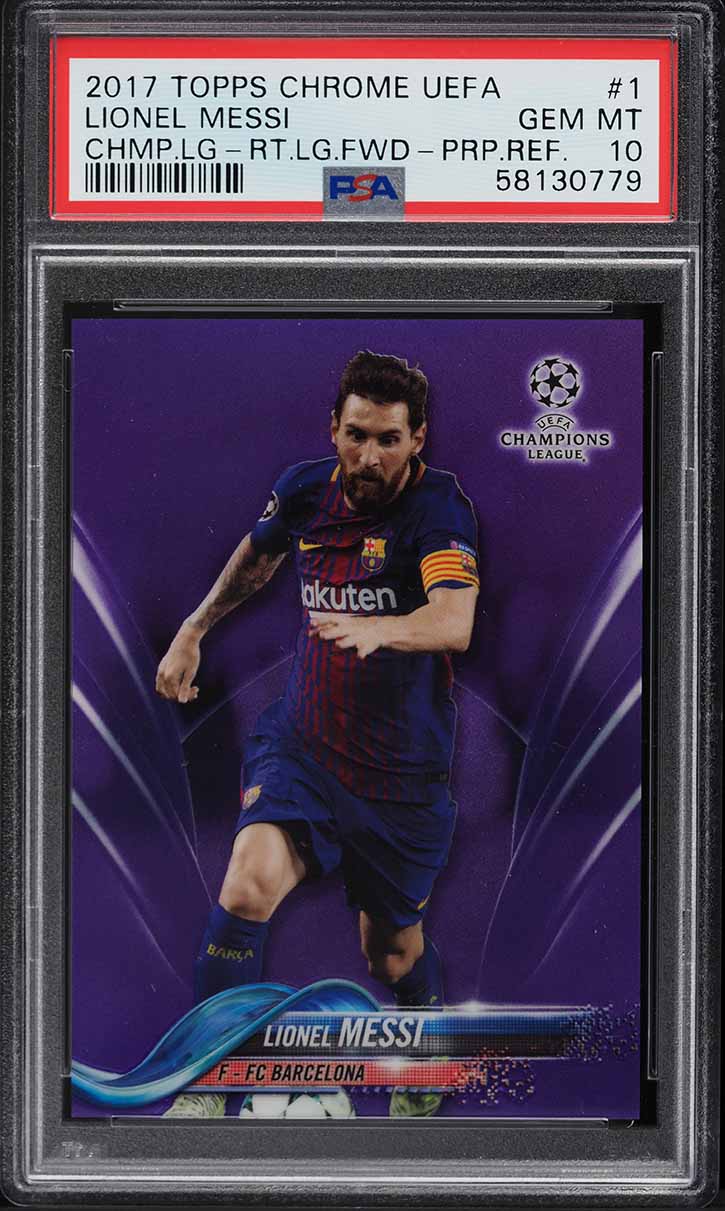 2017 Topps Chrome UEFA Purple Refractor Lionel Messi /250 #1 PSA 10 GEM MINT