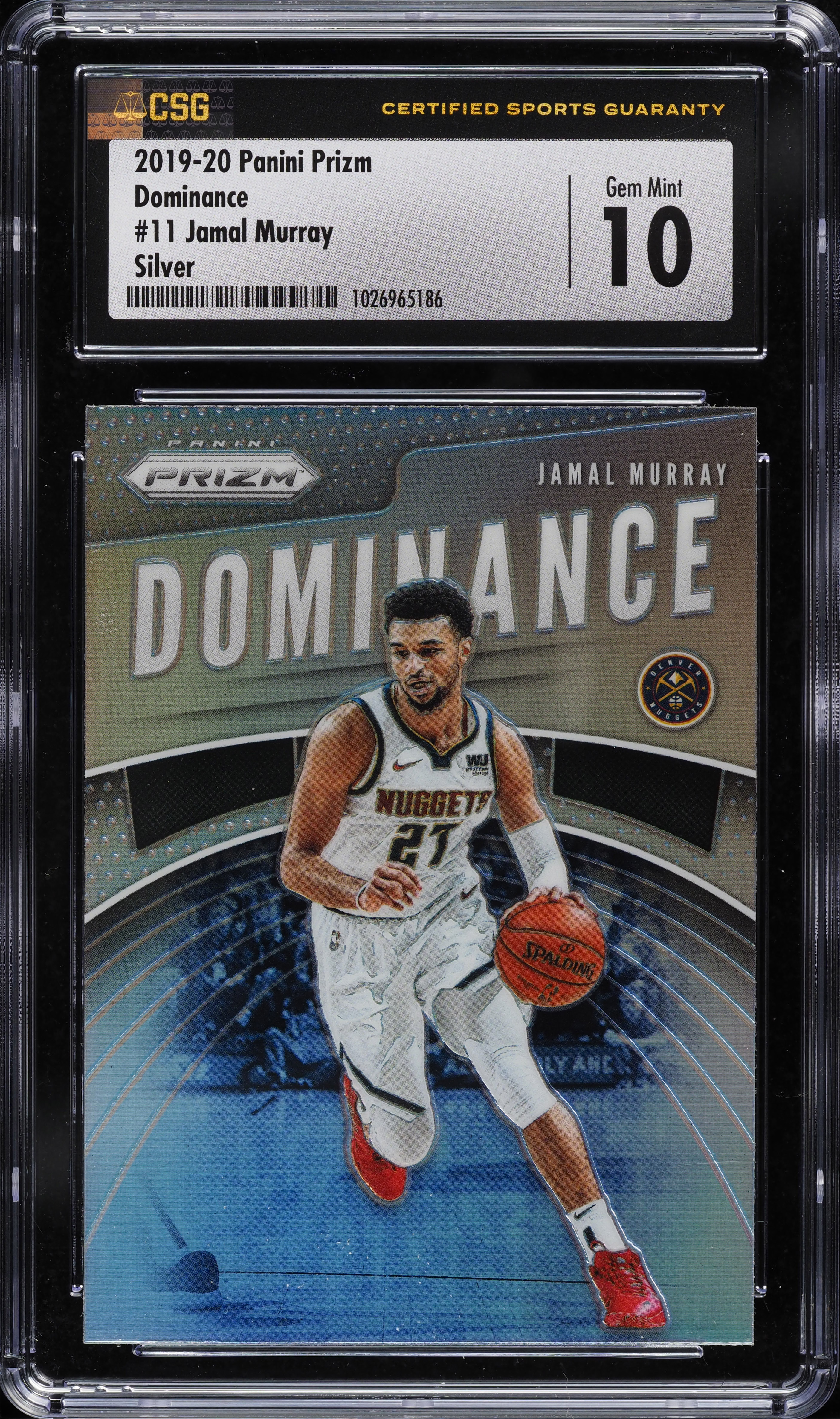 2019 Panini Prizm Dominance Silver Prizms Jamal Murray #11 CSG 10 GEM MINT