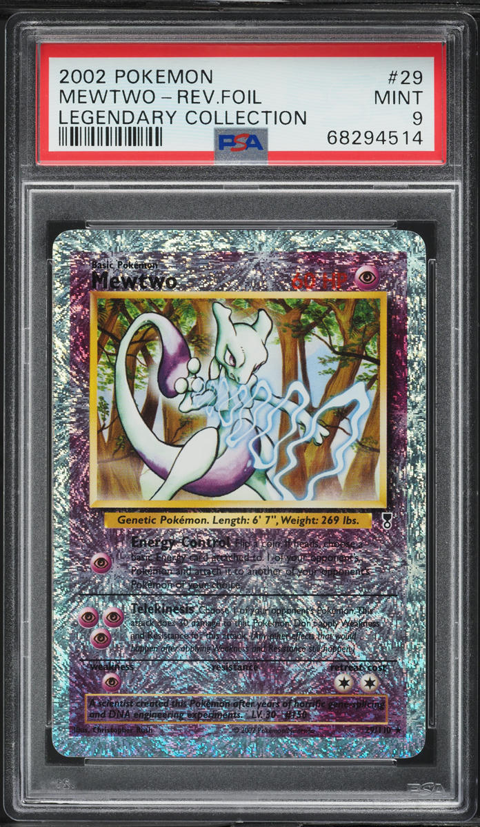 2002 Pokemon Legendary Collection Reverse Foil Mewtwo #29 PSA 9 MINT