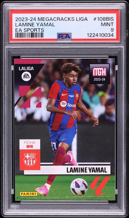 2023 Panini Megacracks La Liga EA Sports Lamine Yamal ROOKIE #108BIS PSA 9 MINT
