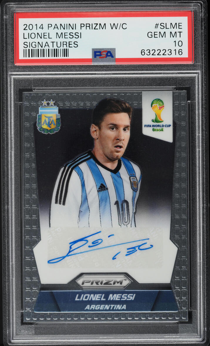 2014 Panini Prizm World Cup Signatures Lionel Messi AUTO #S-LME PSA 10 GEM MINT