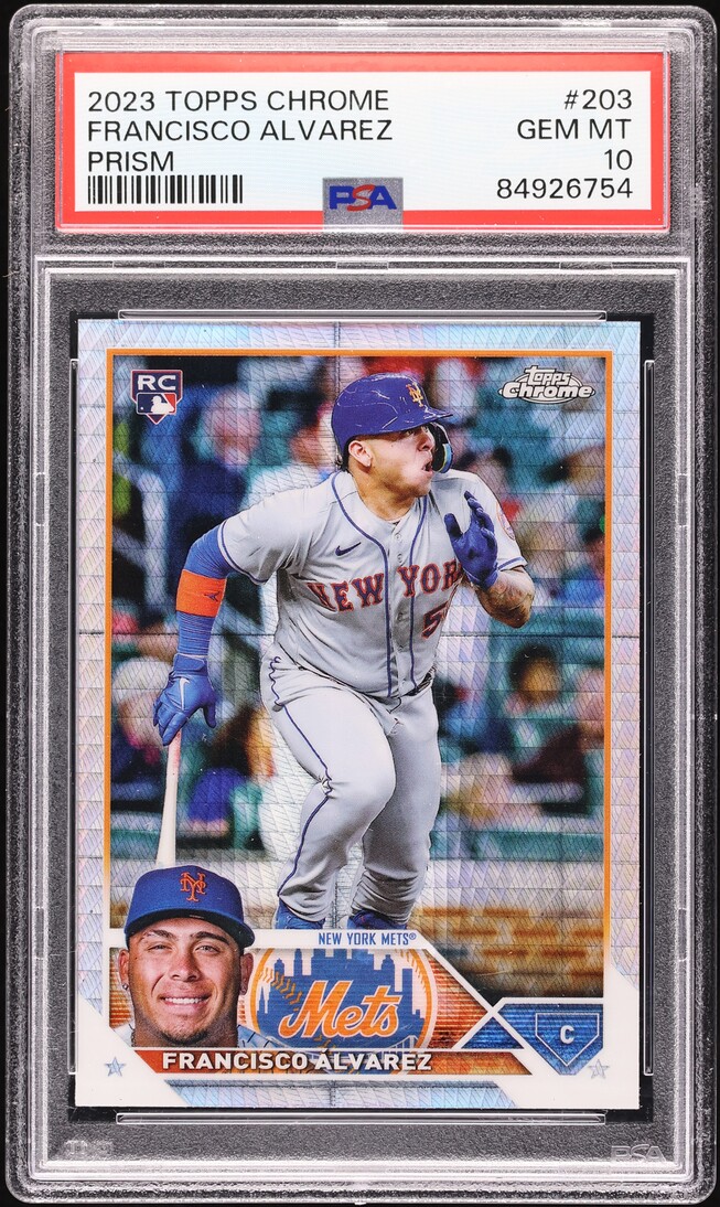 2023 Topps Chrome Prism Refractor Francisco Alvarez ROOKIE #203 PSA 10 GEM MINT