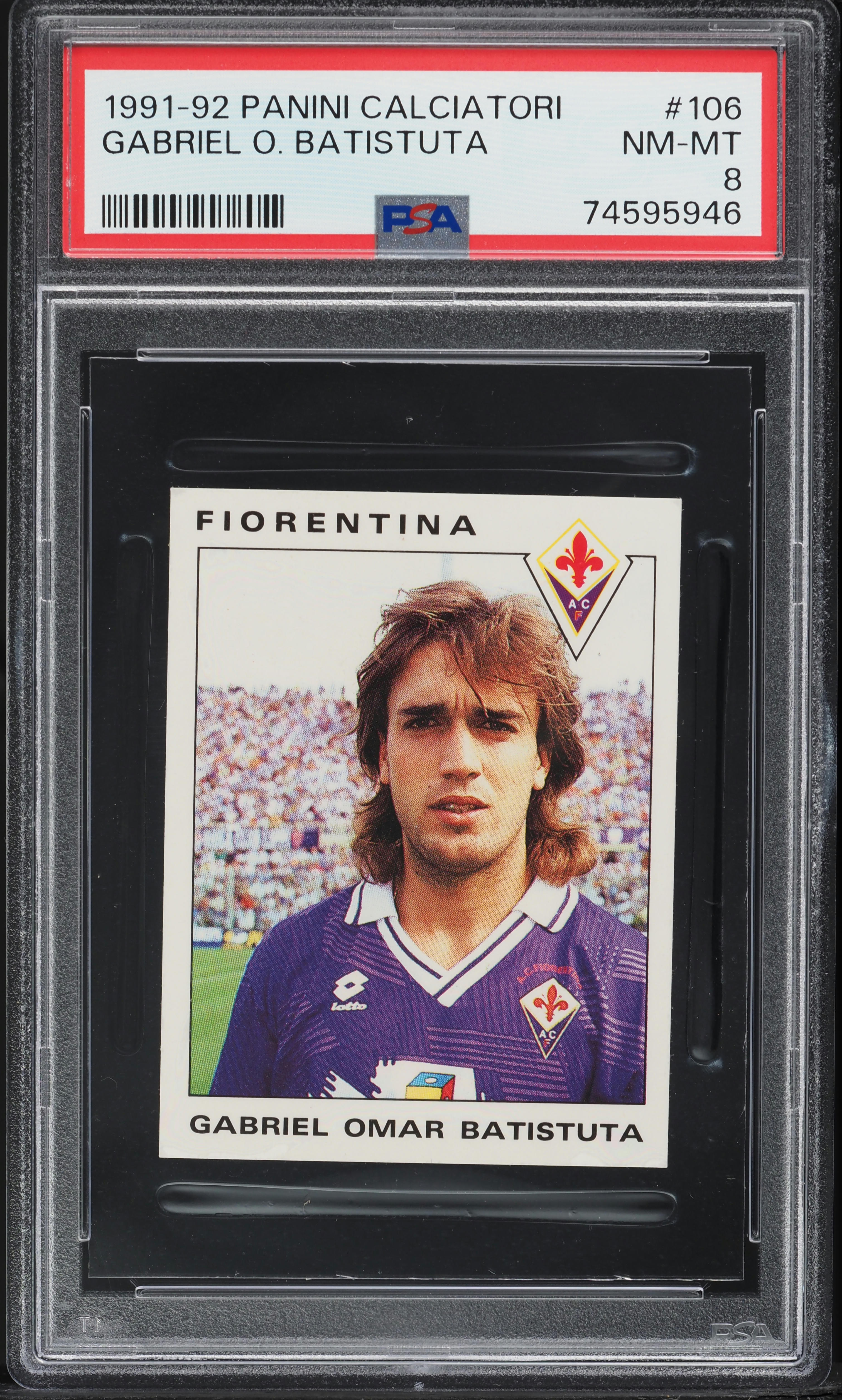 1991 Panini Calciatori Soccer Gabriel Batistuta ROOKIE #106 PSA 8 NM-MT