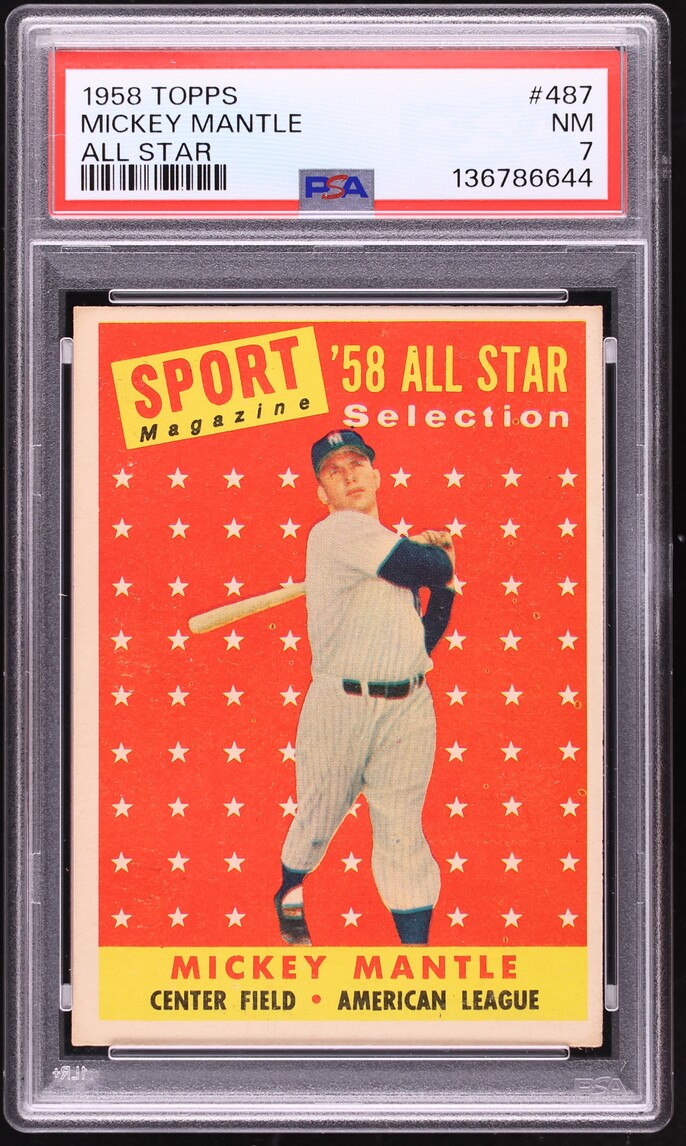 1958 Topps Mickey Mantle ALL-STAR #487 PSA 7 NRMT