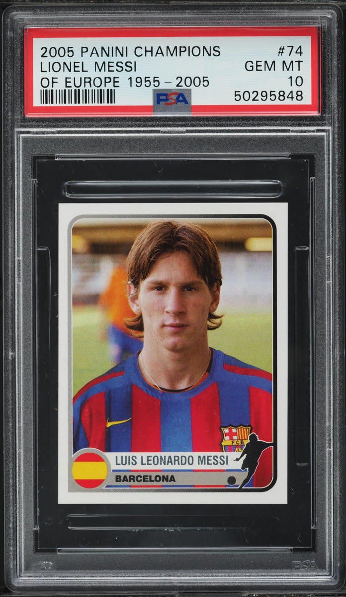 2005 Panini Champions Of Europe '55-'05 Lionel Messi #74 PSA 10 GEM MINT