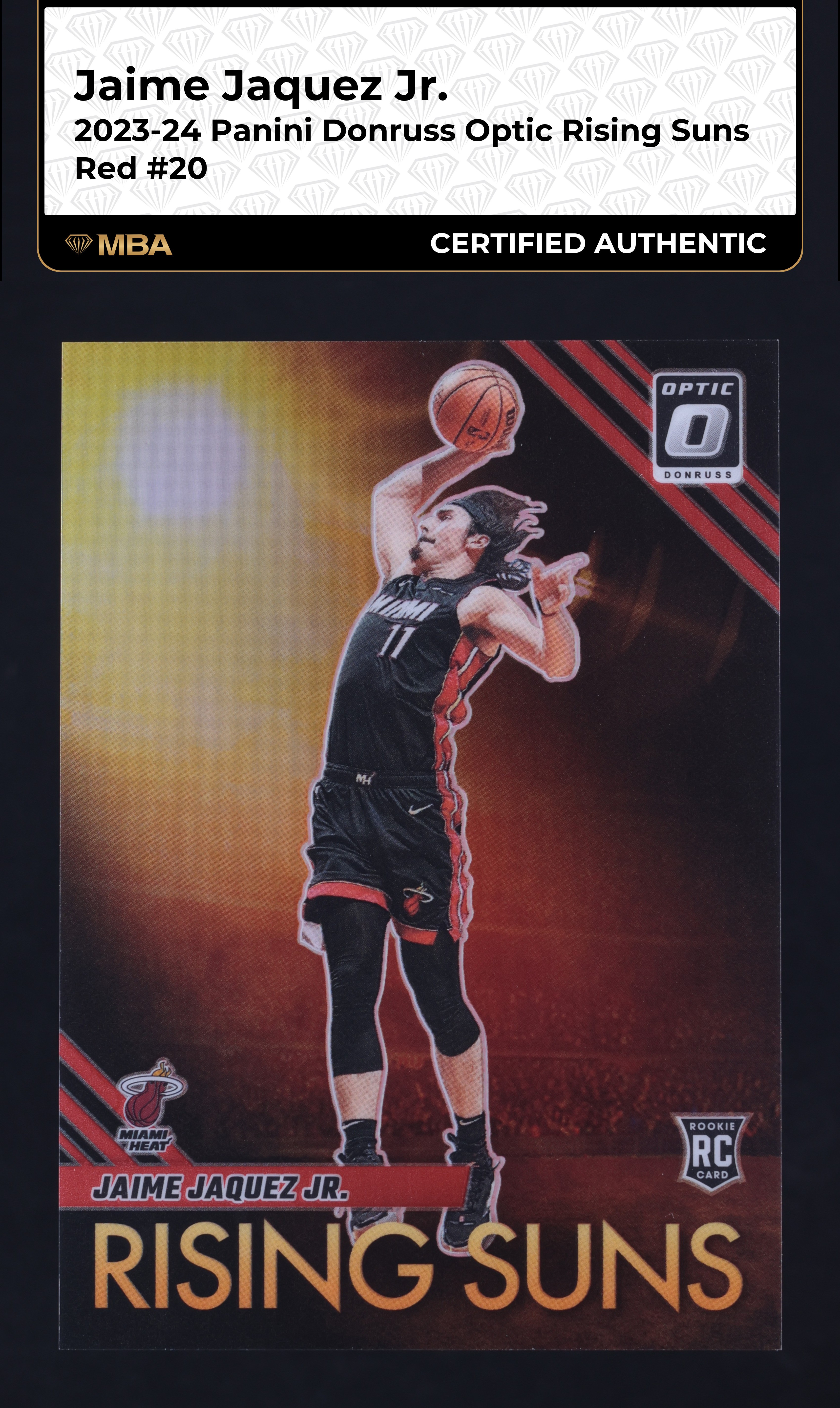 2023 Donruss Optic Rising Suns Red Jaime Jaquez Jr. ROOKIE /99 #20 MBA AUTH