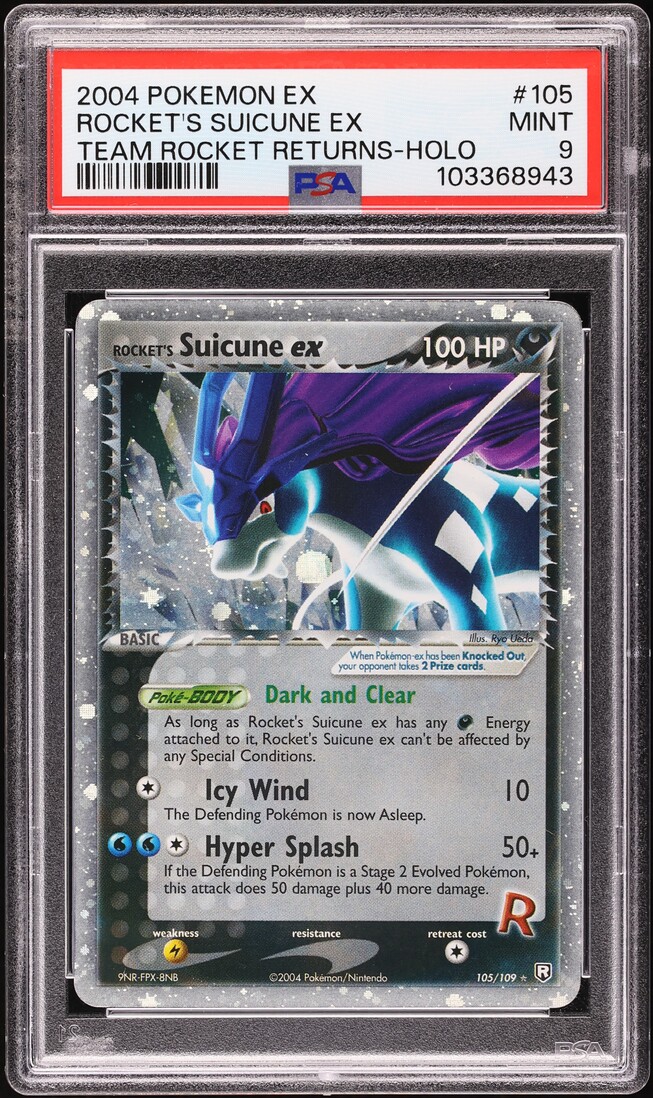2004 Pokemon EX Team Rocket Returns Holo Rocket's Suicune ex #105 PSA 9 MINT