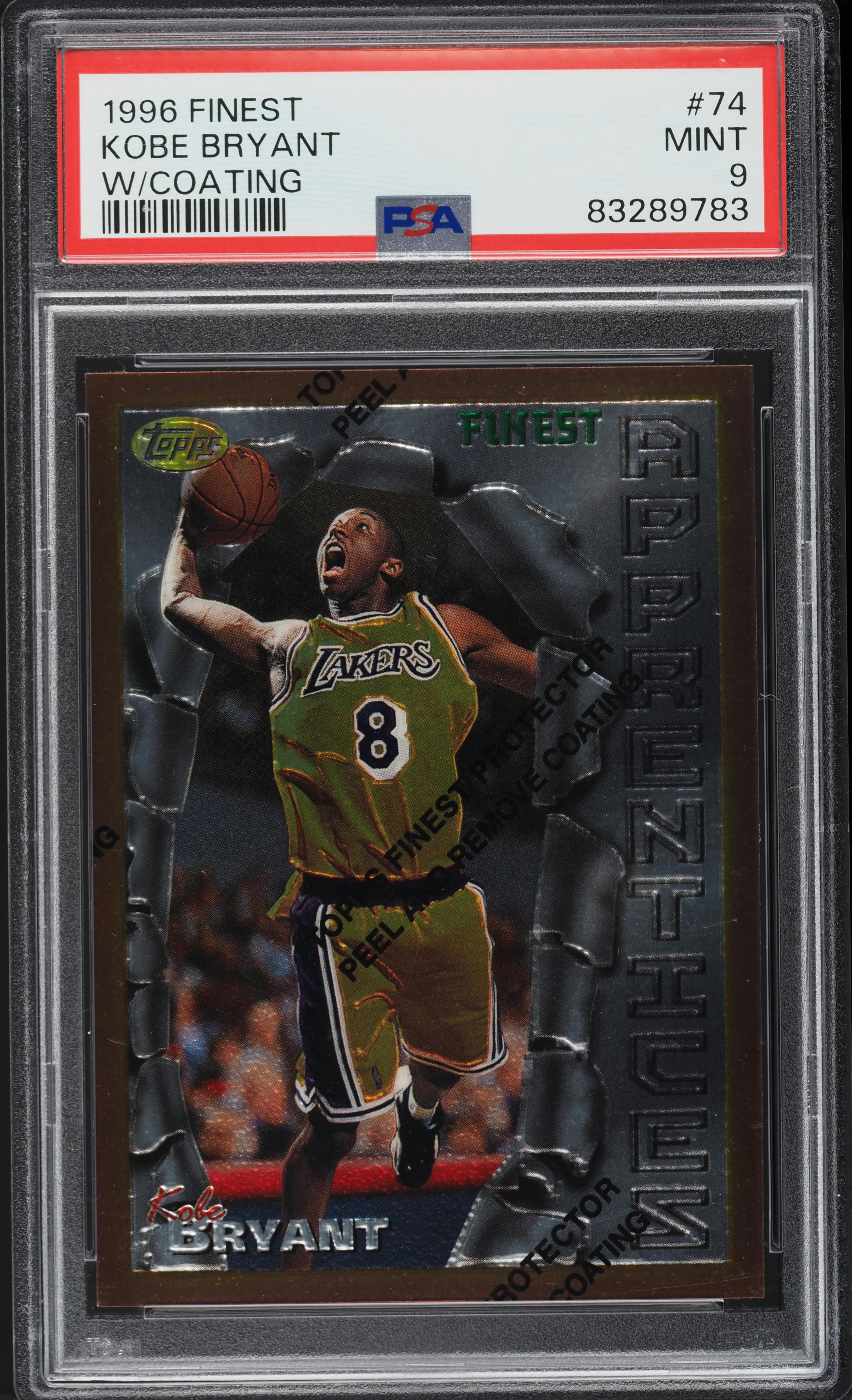 1996 Finest Basketball w/ Coating Kobe Bryant ROOKIE #74 PSA 9 MINT