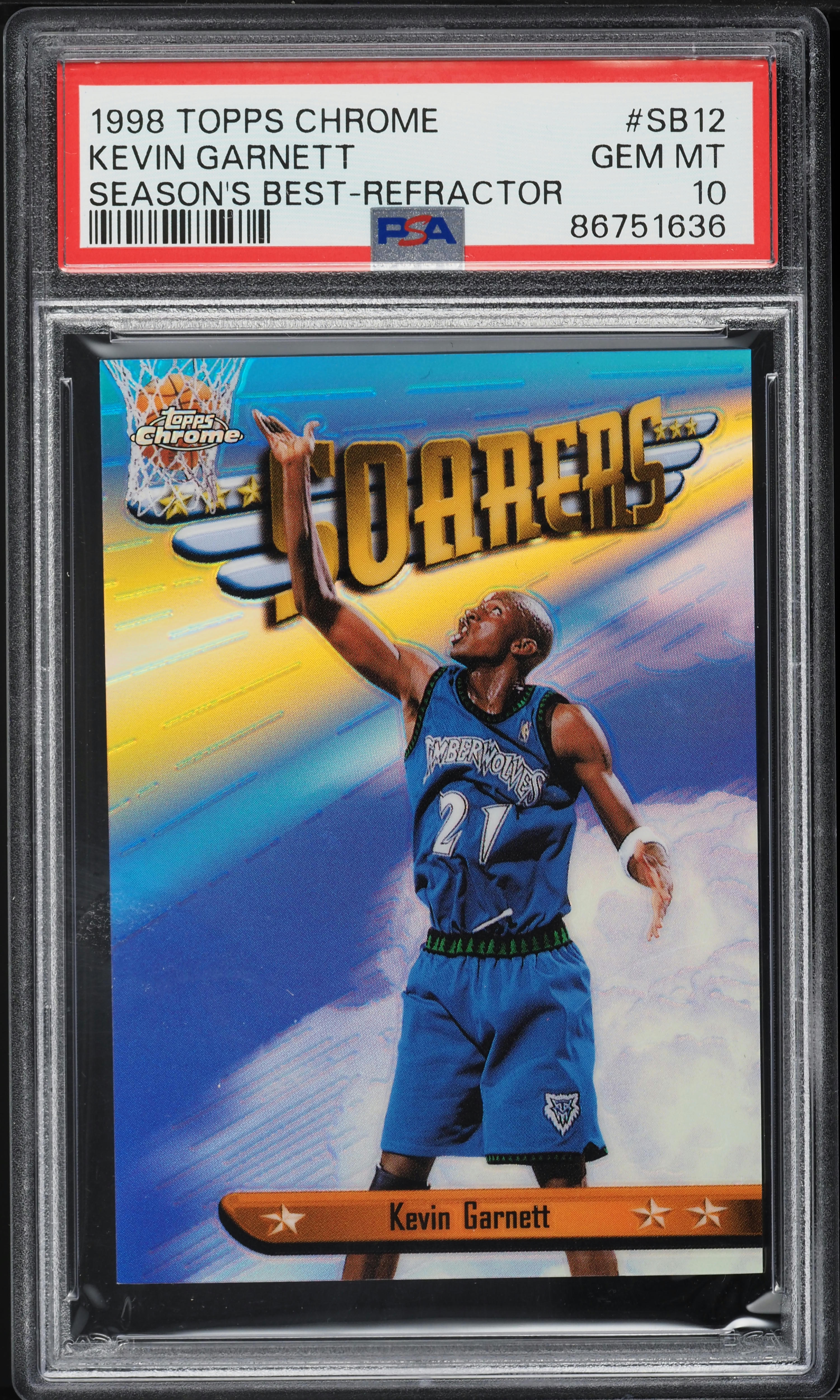 1998 Topps Chrome Season's Best Refractor Kevin Garnett #SB12 PSA 10 GEM MINT