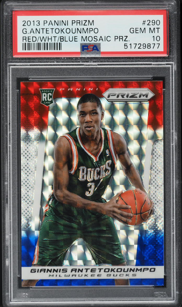 2013 Panini Prizm Red White Blue Pulsar Giannis Antetokounmpo ROOKIE #290 PSA 10