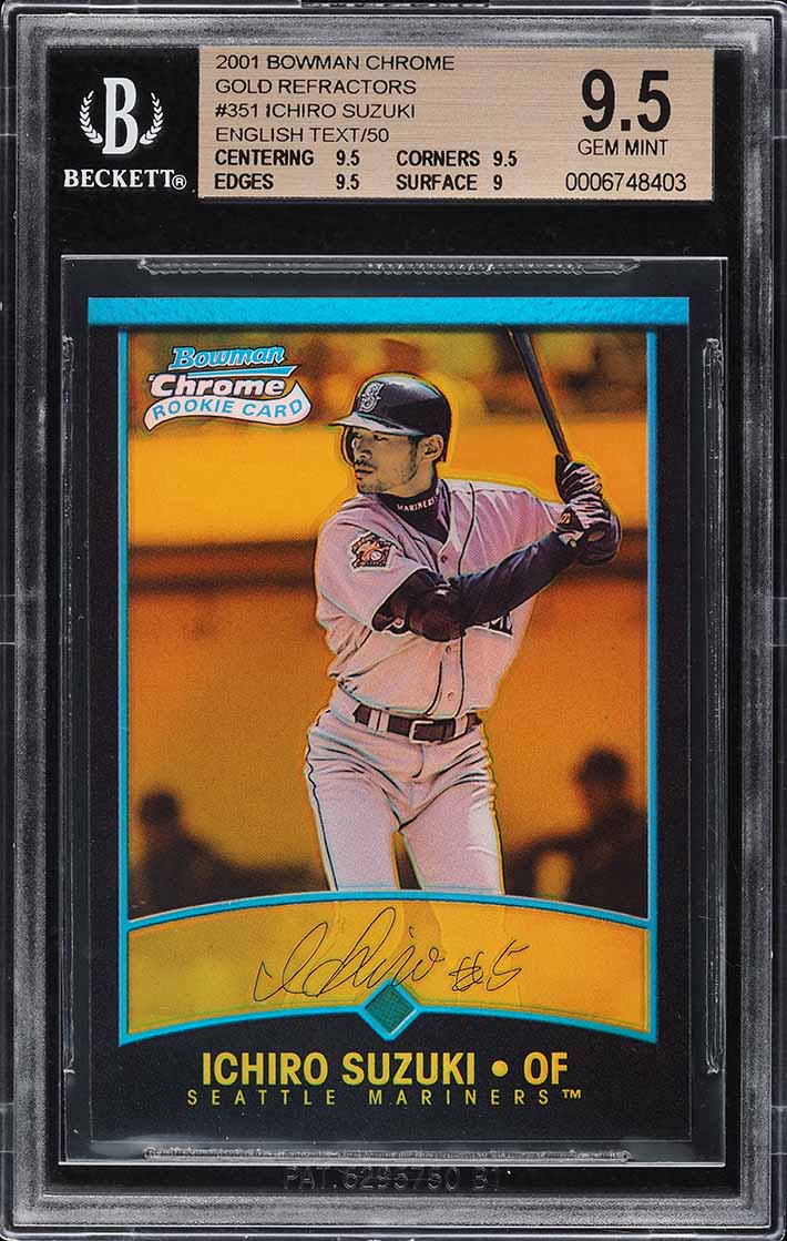 2001 Bowman Chrome English Gold Refractor Ichiro Suzuki ROOKIE /99 #351 BGS 9.5