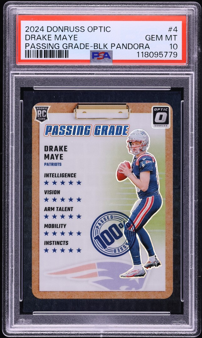 2024 Donruss Optic Passing Grade Black Pandora Drake Maye ROOKIE /25 #4 PSA 10