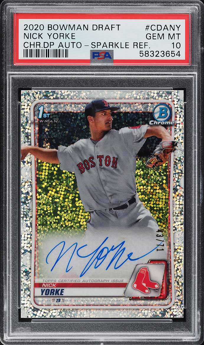2020 Bowman Chrome Sparkle Refractor Nick Yorke ROOKIE AUTO /71 PSA 10 GEM MINT