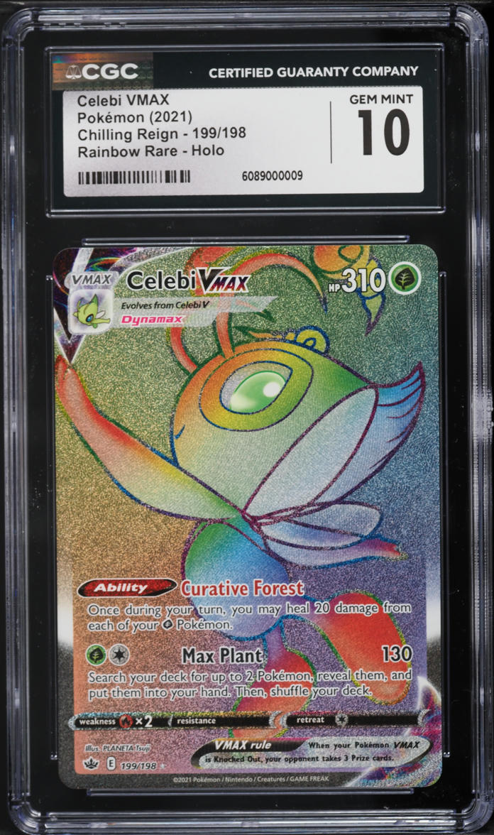 2021 Pokemon Sword & Shield Chilling Reign Rainbow Rare Celebi VMAX #199 CGC 10 GEM MINT