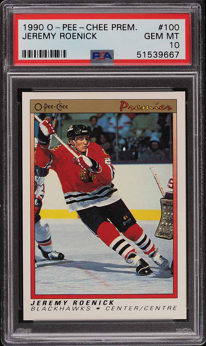 1990 O-Pee-Chee Premier Jeremy Roenick ROOKIE #100 PSA 10 GEM MINT
