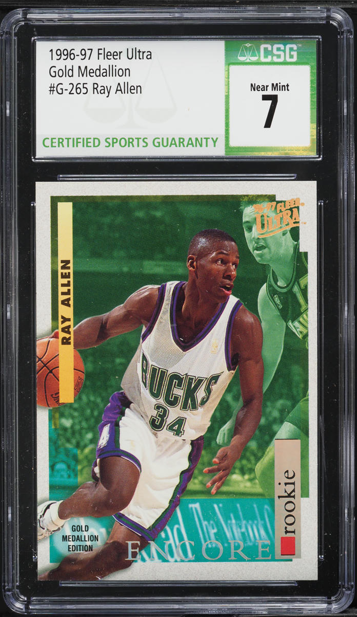 1996 Ultra Gold Medallion Ray Allen ROOKIE #G-265 CSG 7 NRMT
