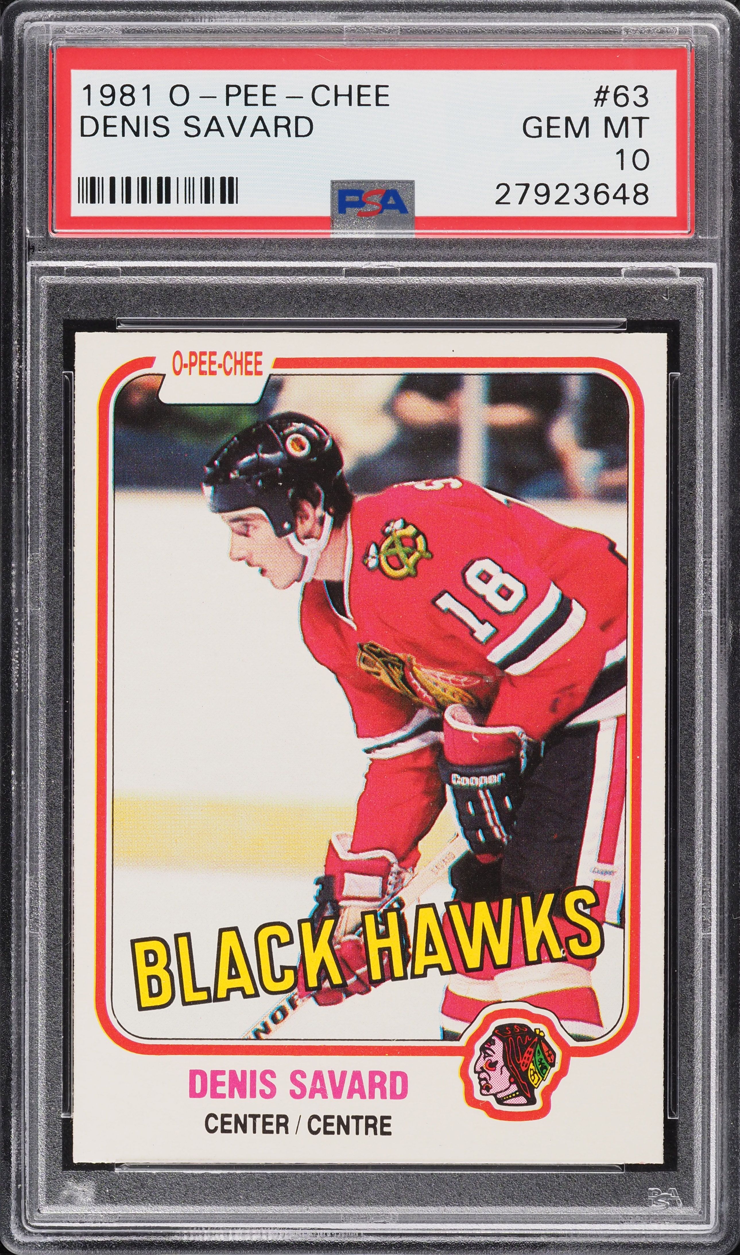 1981 O-Pee-Chee Hockey Denis Savard ROOKIE #63 PSA 10 GEM MINT (PWCC-A)