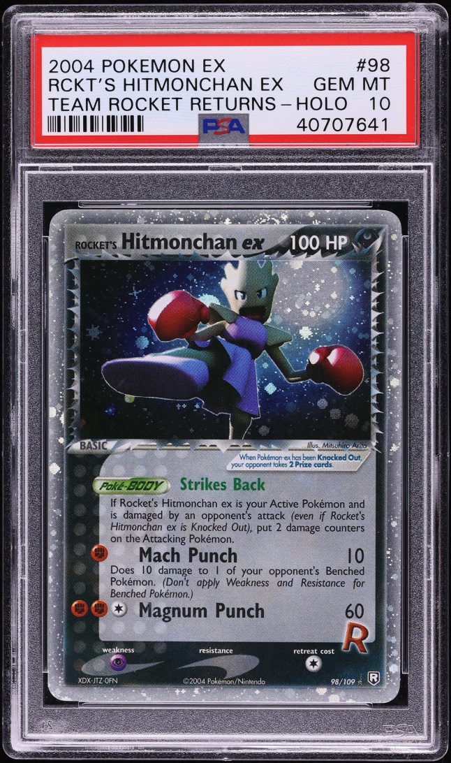 2004 Pokemon EX Team Rocket Returns Holo Rocket's Hitmonchan ex #98 PSA 10 GEM MINT