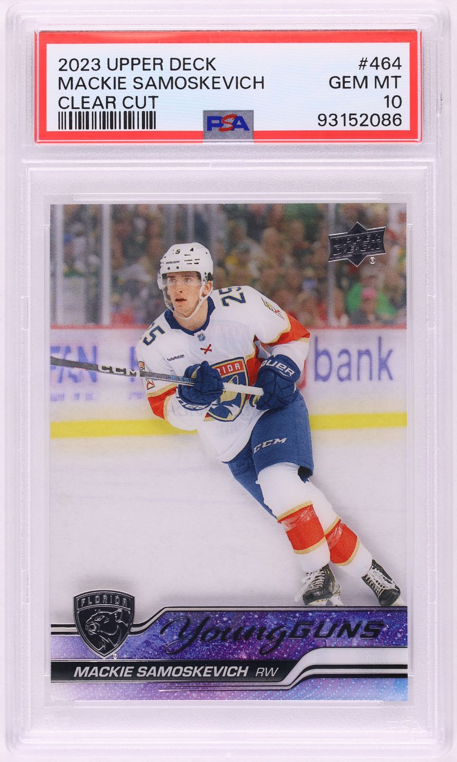 2023 Upper Deck Clear Cut Young Guns Mackie Samoskevich ROOKIE #464 PSA 10 GEM