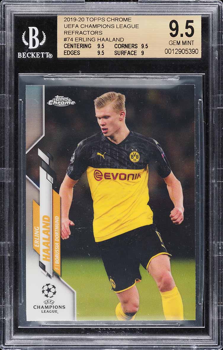 2019 Topps Chrome UEFA Refractor Erling Haaland ROOKIE #74 BGS 9.5 GEM MT