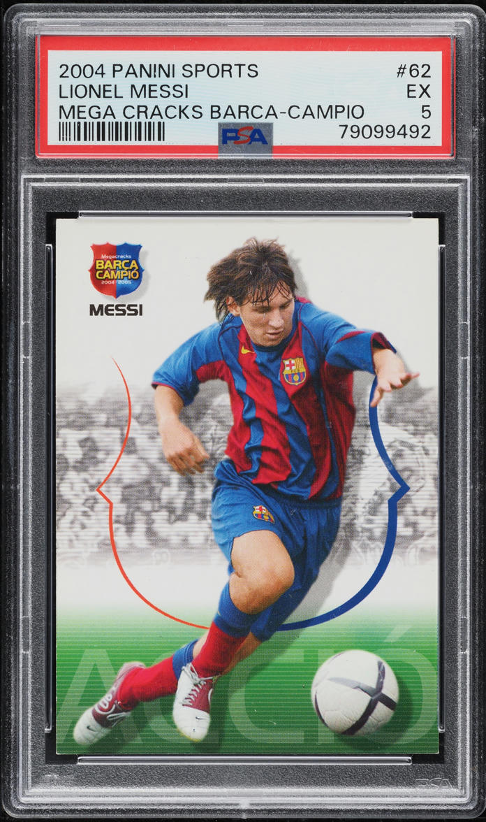 2004 Panini Sports Mega Cracks Barca Campio Lionel Messi ROOKIE #62 PSA 5 EX