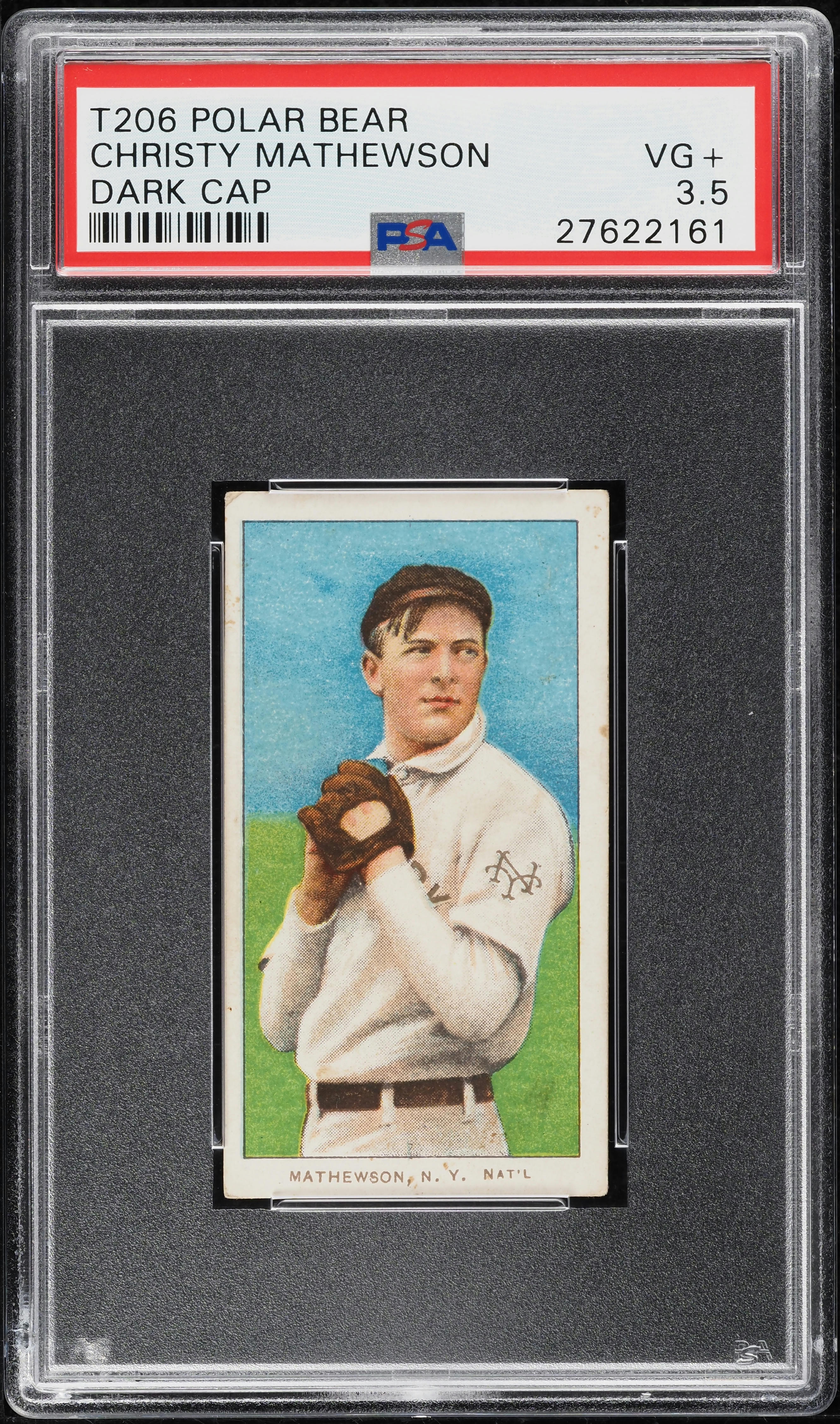 1909-11 T206 Christy Mathewson DARK CAP, POLAR BEAR PSA 3.5 VG+