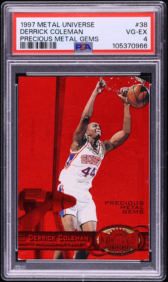 1997 Metal Universe Precious Metal Gems PMG Red Derrick Coleman /100 #38 PSA 4