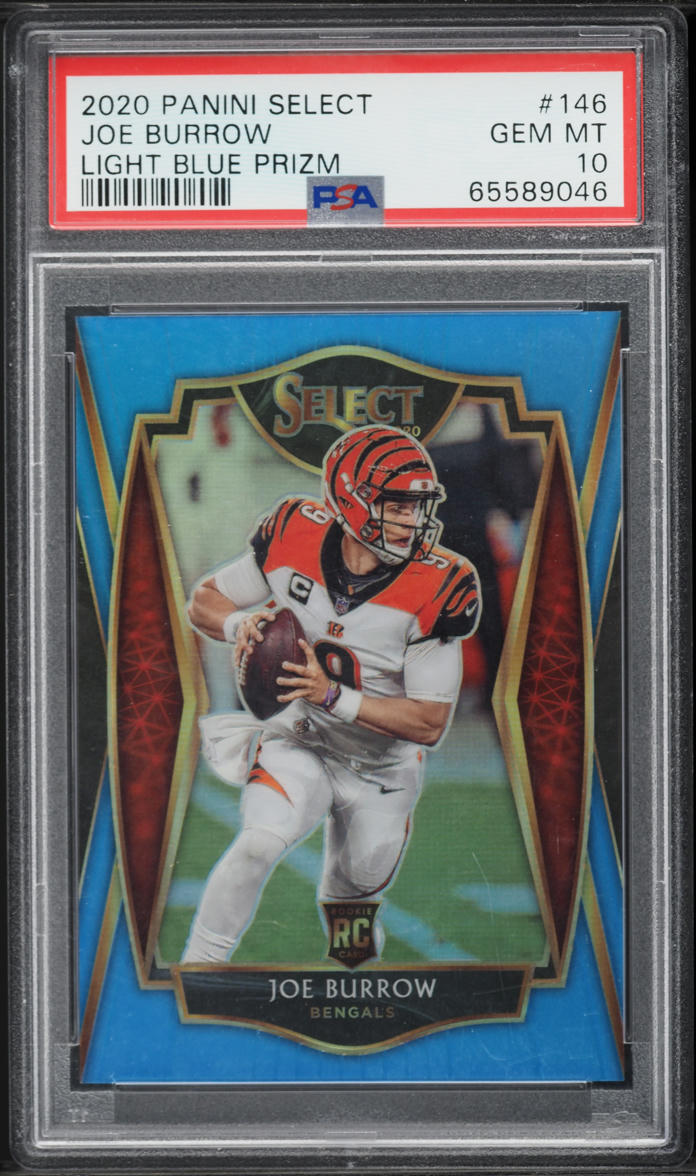 2020 Select Premier Level Light Blue Prizm Joe Burrow ROOKIE /99 #146 PSA 10 GEM MINT