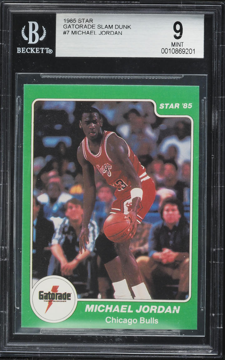 1985 Star Gatorade Slam Dunk Michael Jordan ROOKIE #7 BGS 9 MINT