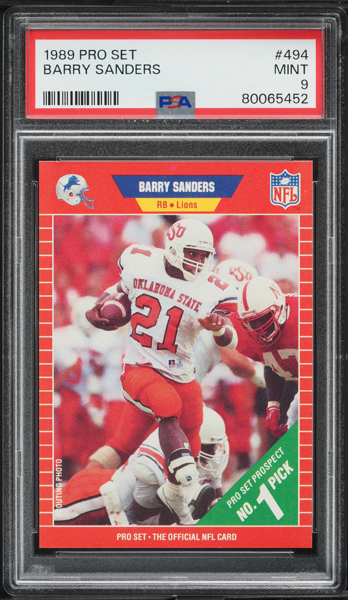 1989 Pro Set Football Barry Sanders ROOKIE #494 PSA 9 MINT
