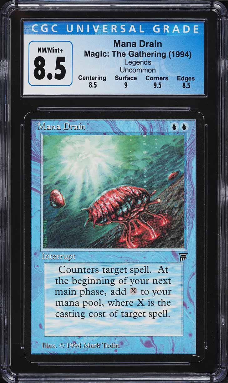 1994 Magic The Gathering MTG Legends Mana Drain CGC 8.5 NM-MT+