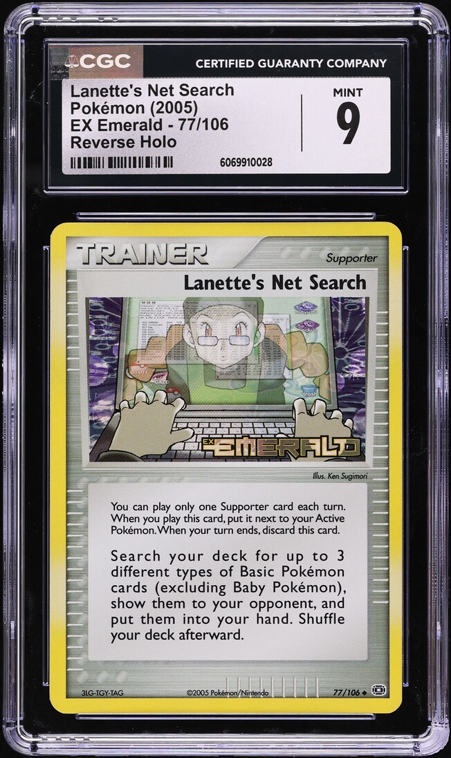 2005 Pokemon EX Emerald Reverse Holo Lanette's Net Search #77 CGC 9 MINT
