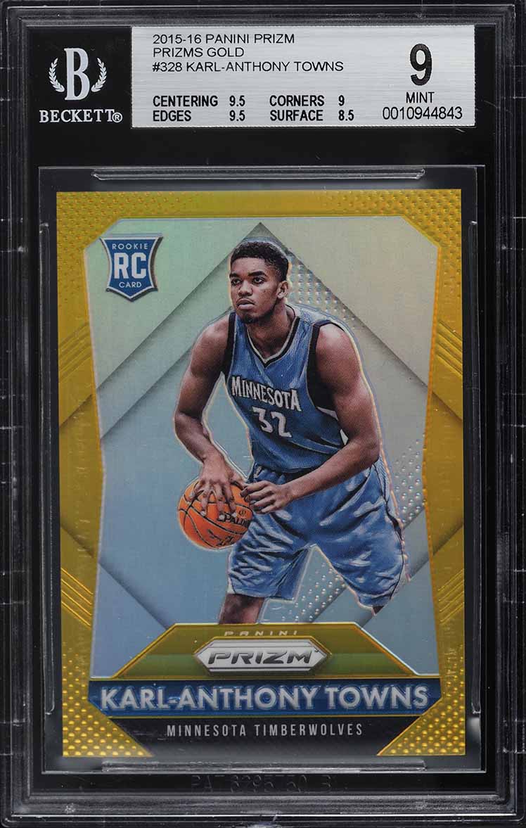 2015 Panini Prizm Gold Karl-Anthony Towns ROOKIE /10 #328 BGS 9 MINT