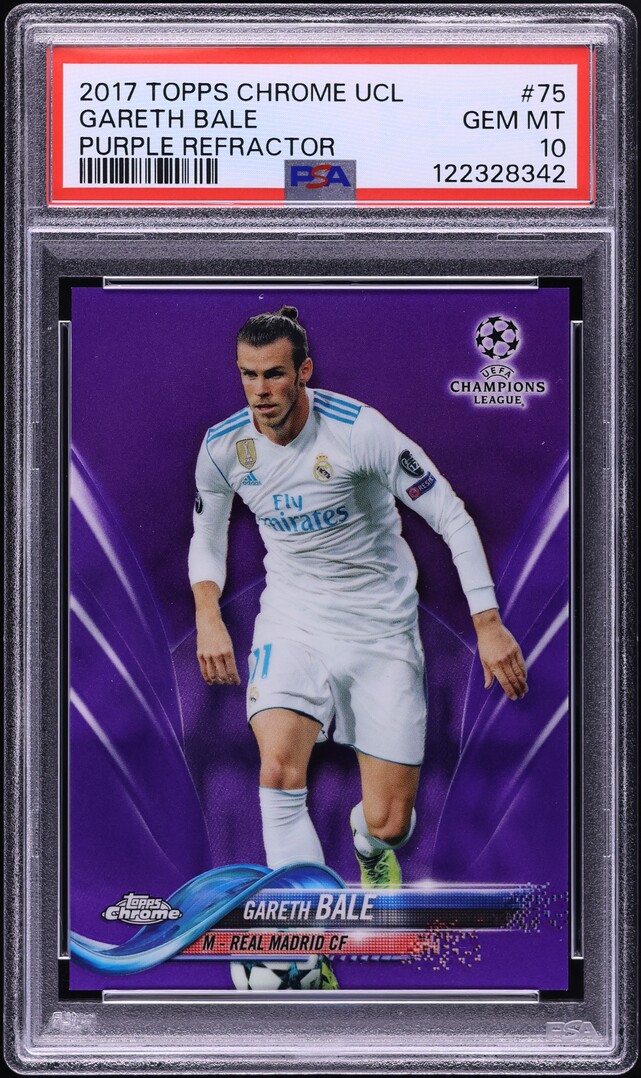 2017 Topps Chrome UEFA Champions League Purple Refractor Gareth Bale /250 PSA 10