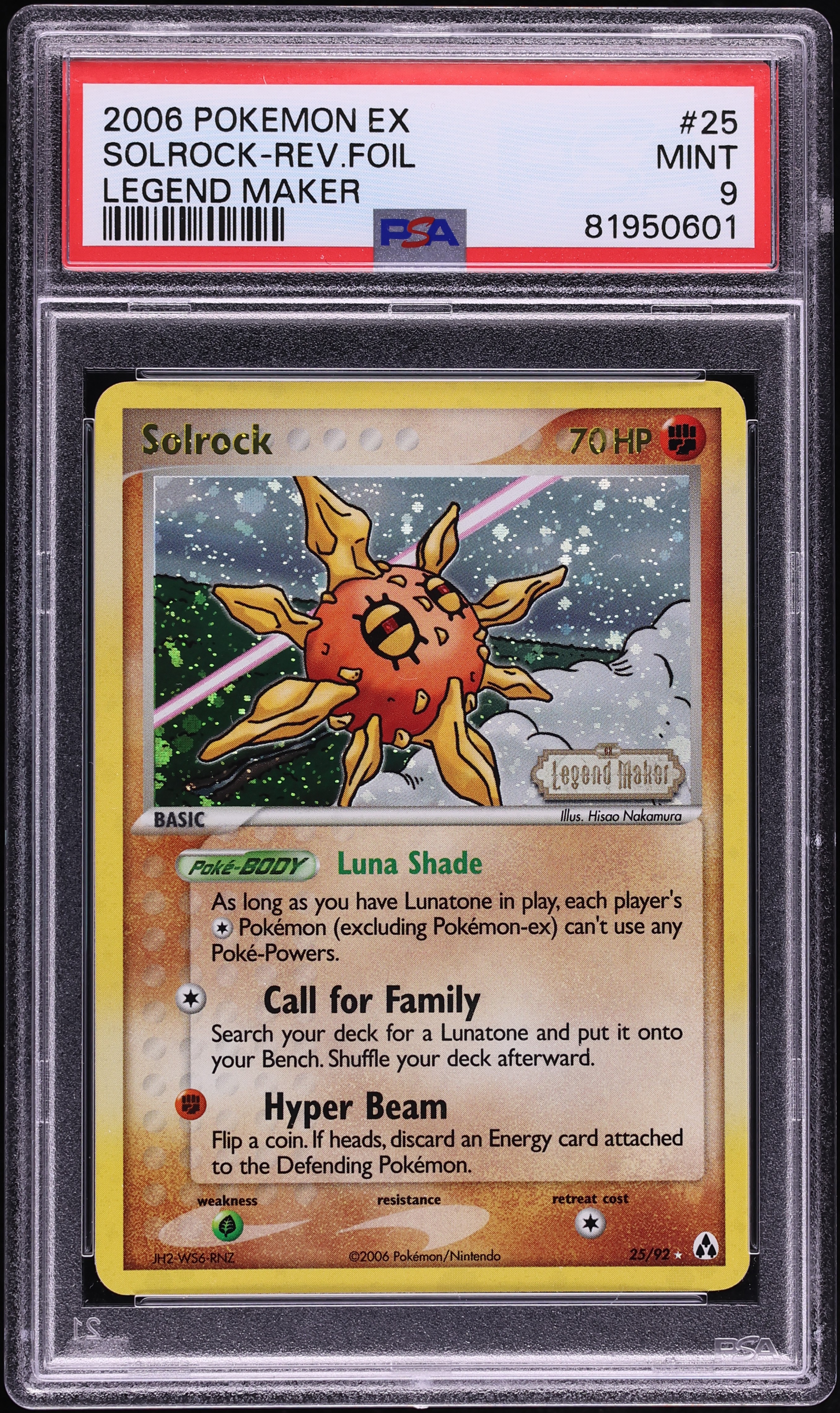 2006 Pokemon EX Legend Maker Reverse Holo Solrock #25 PSA 9 MINT