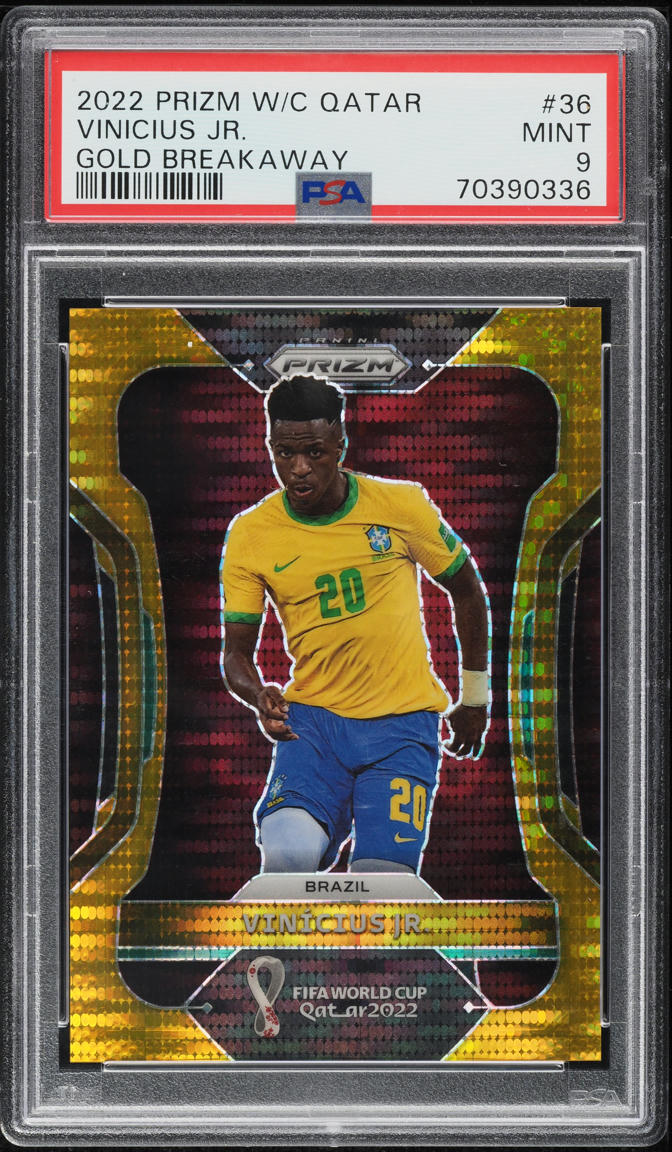 2022 Panini Prizm World Cup Qatar Gold Breakaway Vinicius Jr. /10 #36 PSA 9 MINT