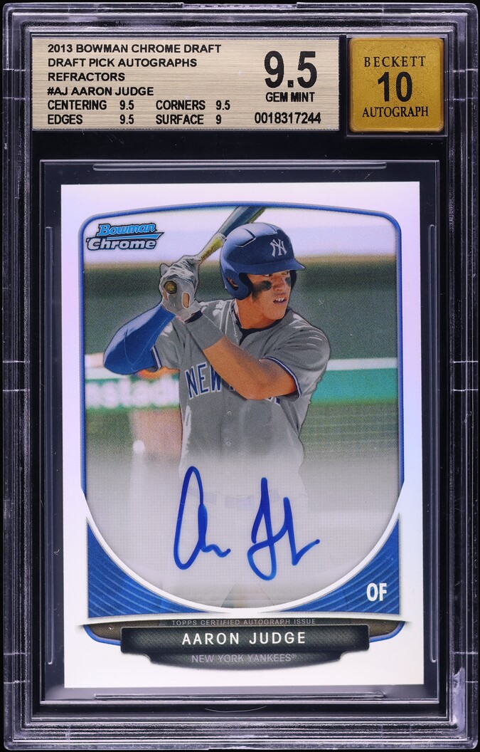 2013 Bowman Chrome Draft Refractor Aaron Judge PROSPECT AUTO BGS 9.5 GEM MINT