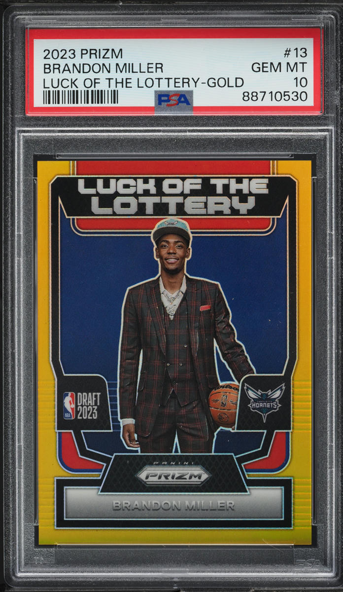 2023 Panini Prizm Luck Of The Lottery Gold Brandon Miller ROOKIE #13 PSA 10 GEM MINT