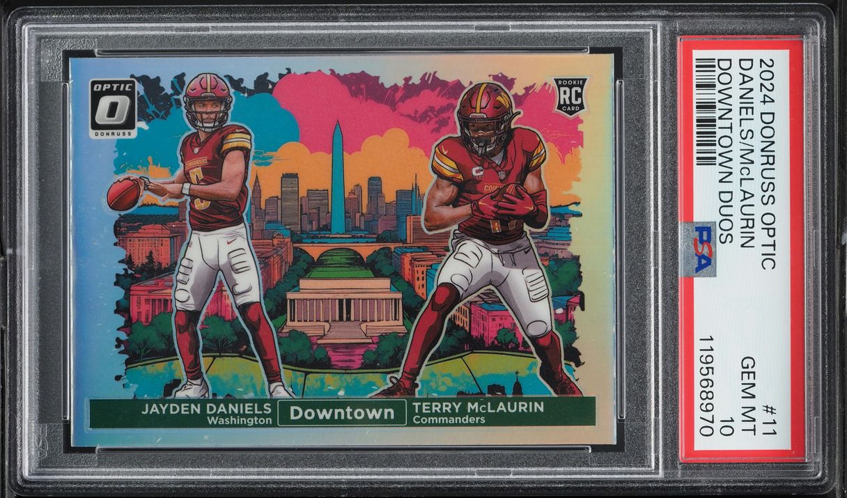 2024 Donruss Optic Downtown Duos Jayden Daniels Terry McLaurin ROOKIE #11 PSA 10